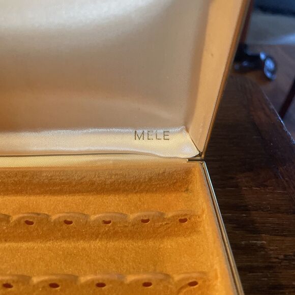 Vintage Mele Jewelry Box Clamshell Travel Ring Earring Case Tortoise Shell Gold - Picture 4 of 8